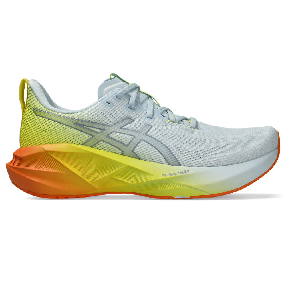 Zapatillas Asics Novablast 5 Celeste Amarillo Naranja