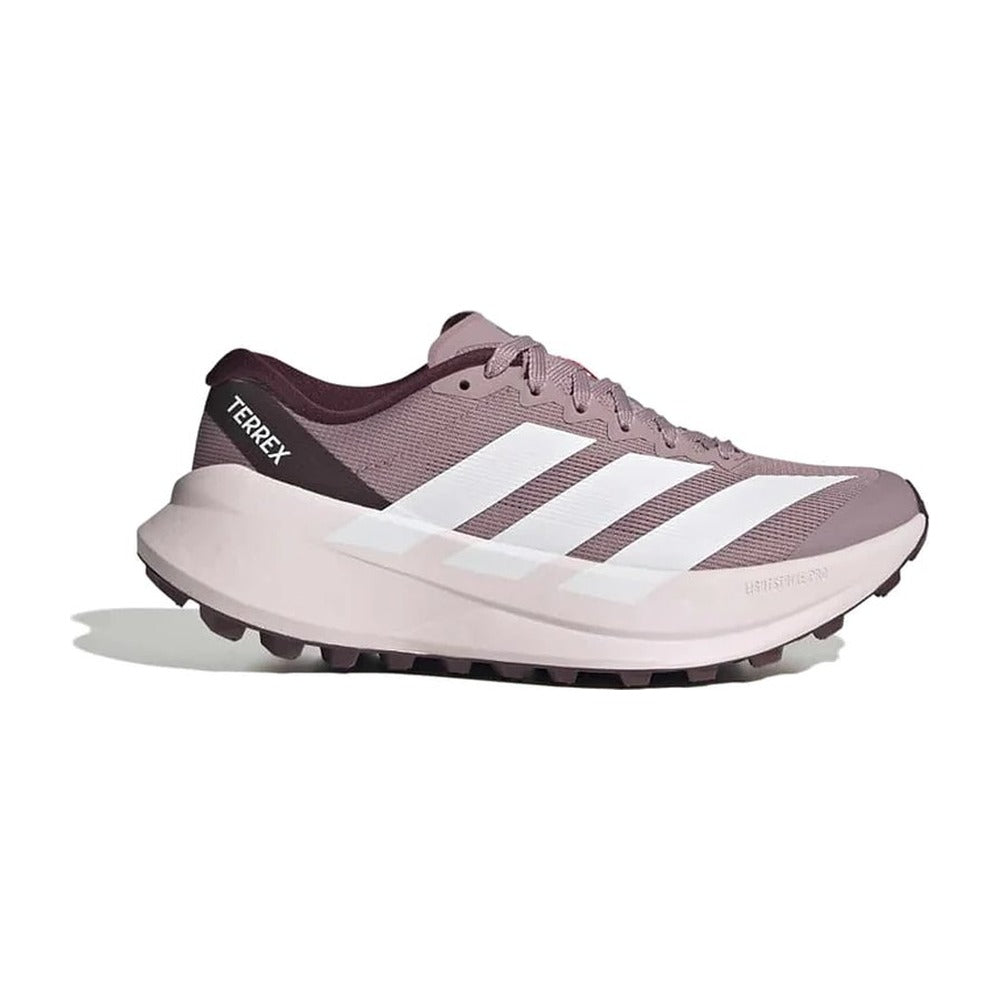 Zapatilla de trail running Adidas Terrex Agravic SL mujer malva y rosa claro, vista lateral exterior