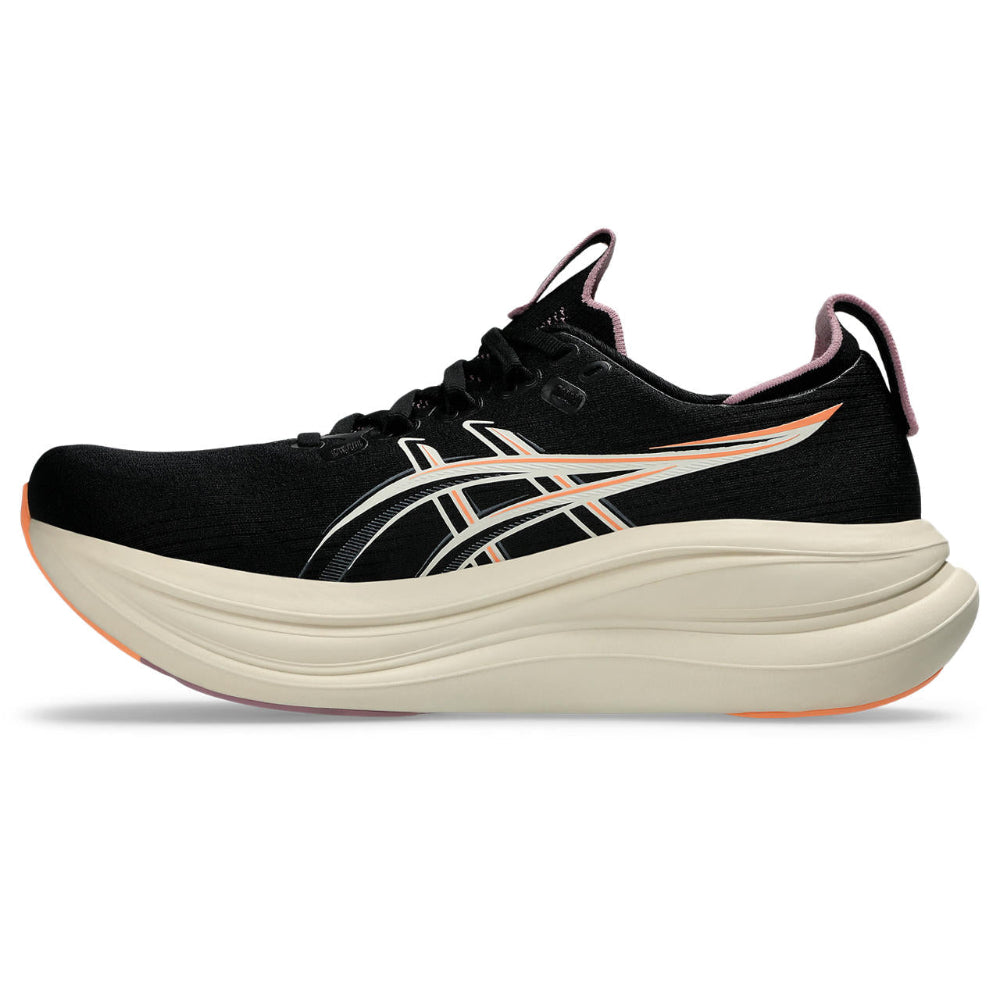 Zapatilla de running Asics Gel-Nimbus 28 mujer negra y beige, vista lateral interior