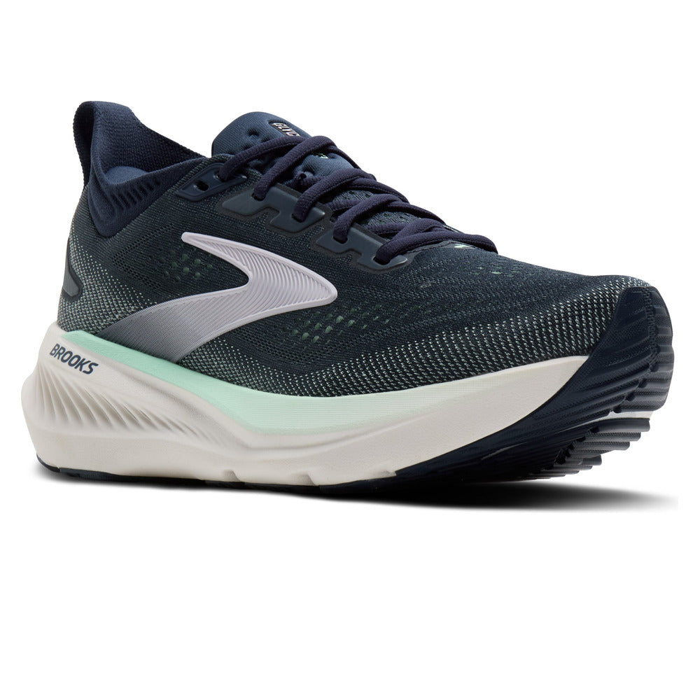 Zapatilla Brooks Glycerin 23 Mujer azul marino y menta, vista en tres cuartos frontal