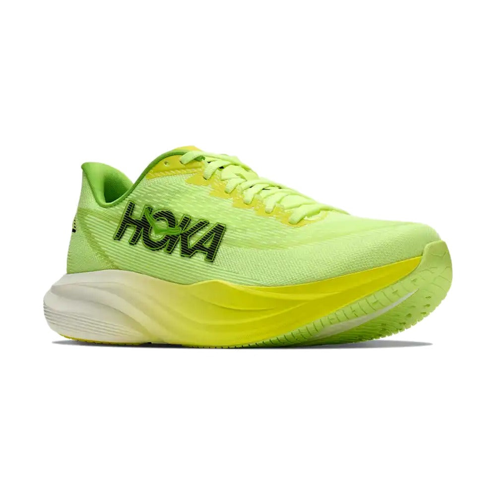 Zapatillas Hoka Mach 7 Mujer Amarillo Flúor vista tres cuartos