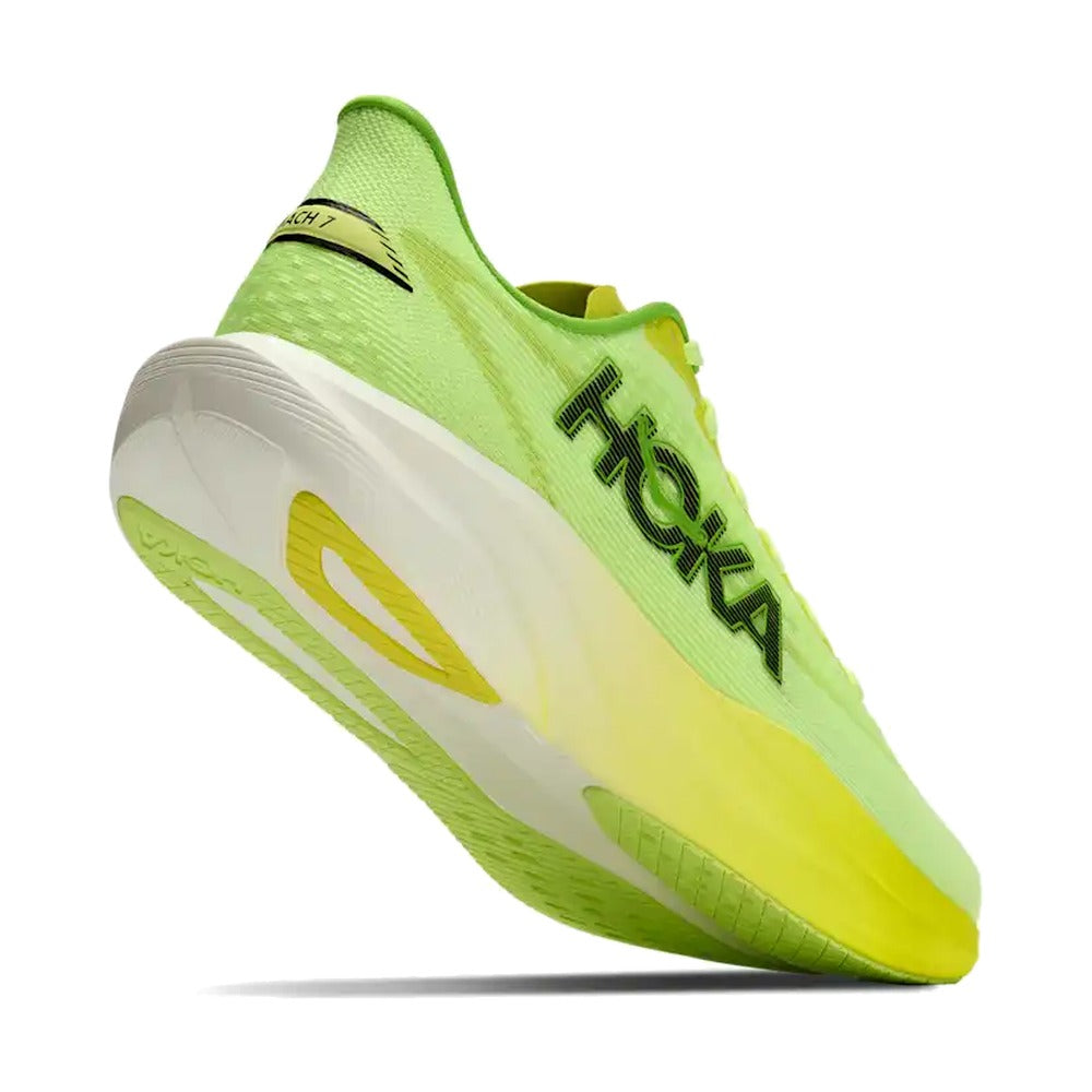 Zapatillas Hoka Mach 7 Mujer Amarillo Flúor talón y suela