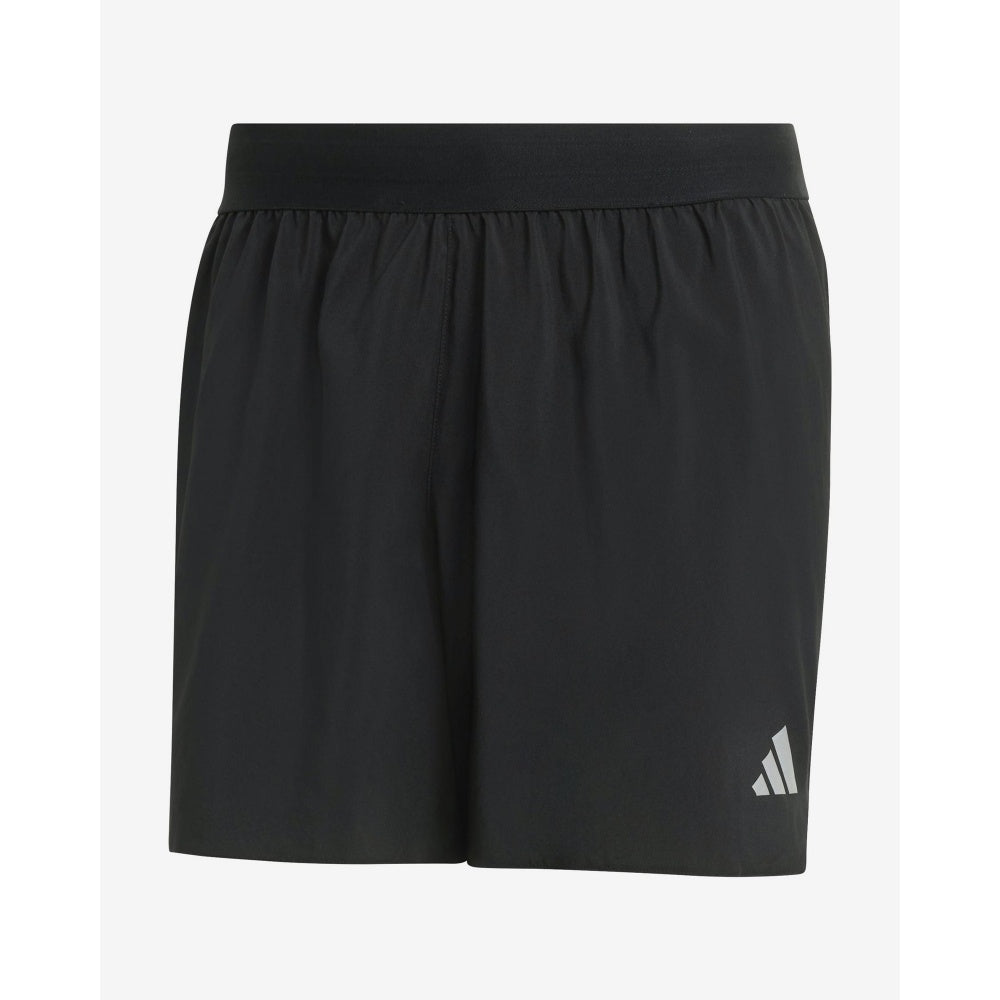 Short de running Adidas adi365 Running Essentials 5 pulgadas negro, vista frontal del producto con cintura elástica y logo reflectante