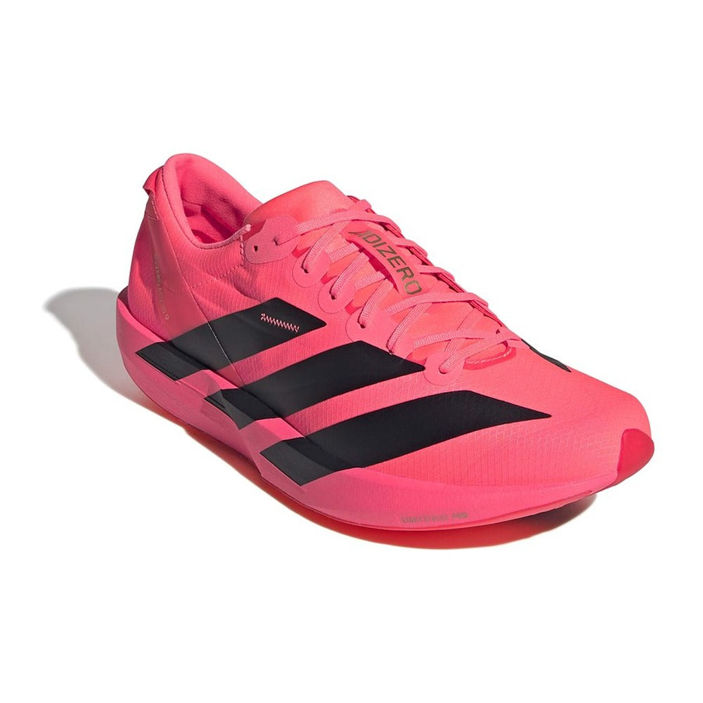 Zapatillas Adidas Adizero Adios 9 Coral Negro, vista tres cuartos