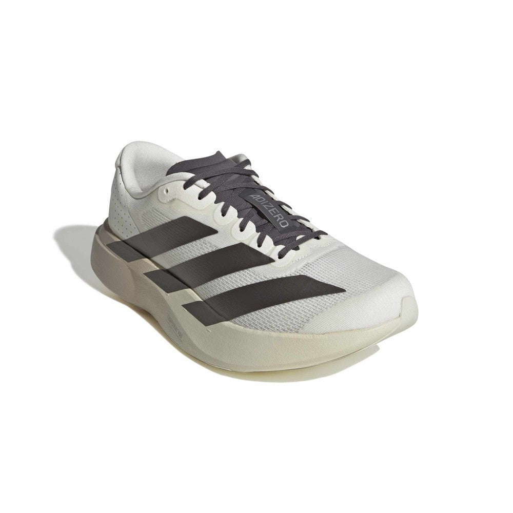 Zapatillas Adidas Adizero Evo SL Woven Blanco Marrón Plata, vista en tres cuartos frontal