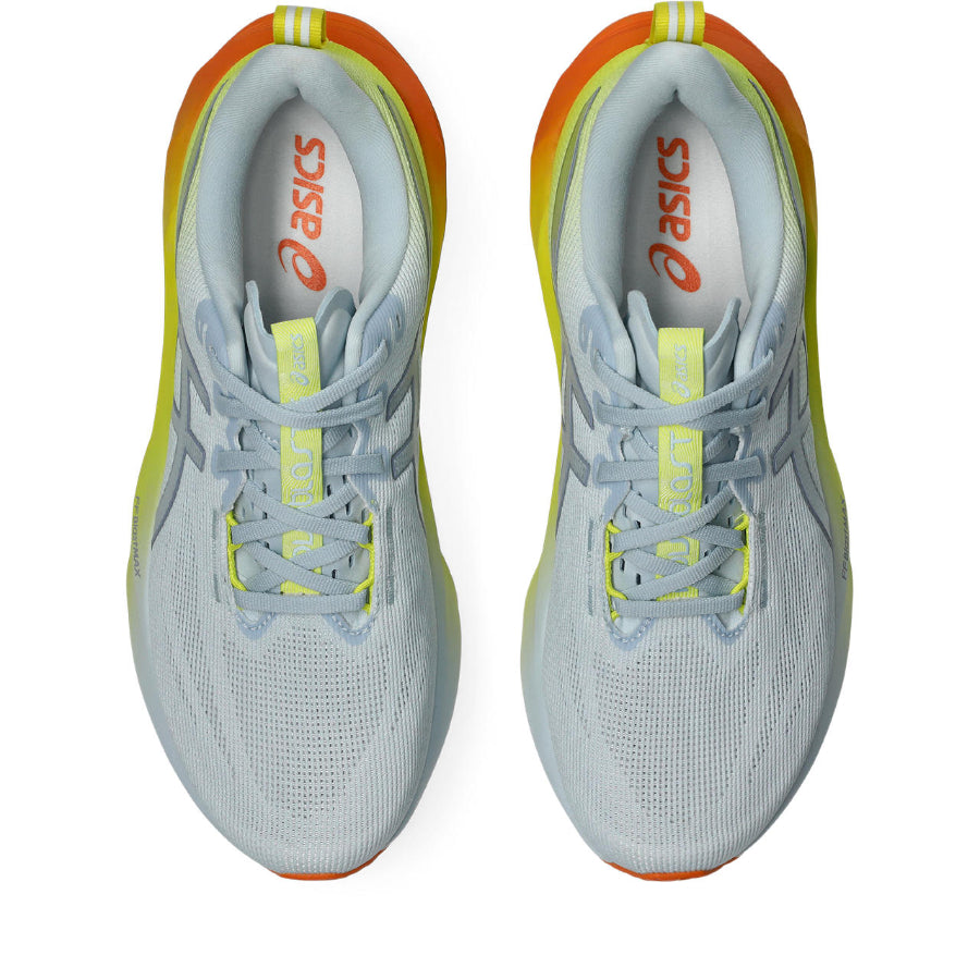 Zapatillas Asics Novablast 5 Celeste Amarillo Naranja