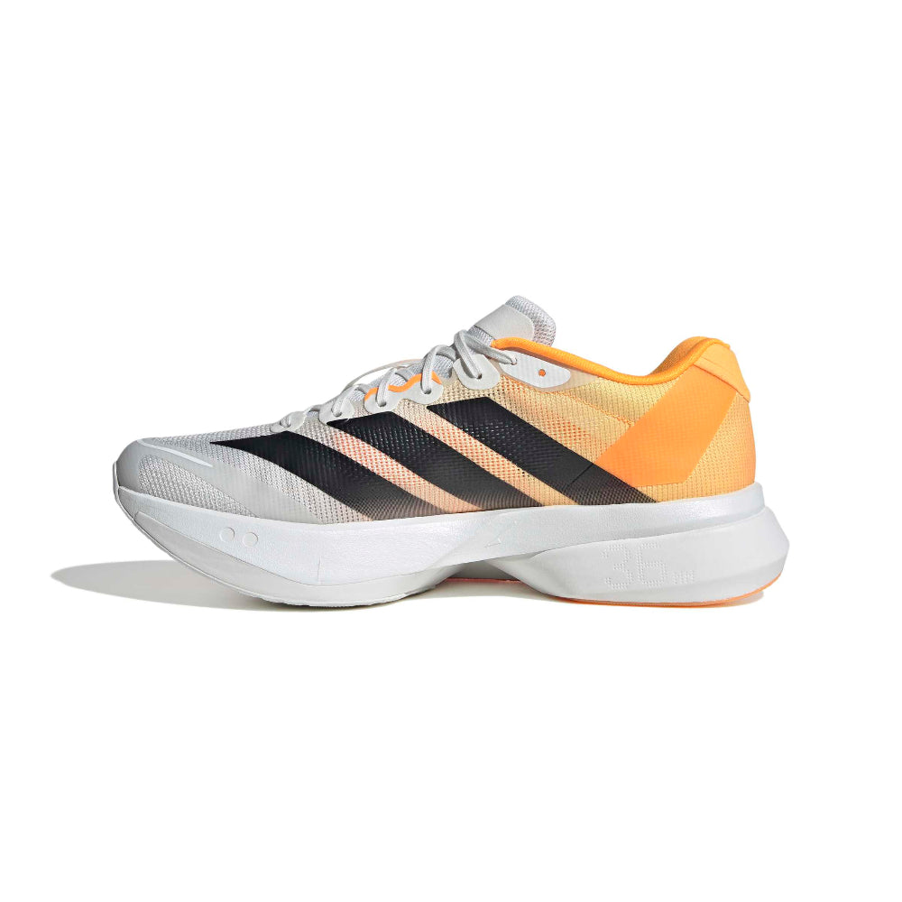Zapatilla de running Adidas Adizero Boston 13 naranja y blanco, vista lateral interior con doble espuma Lightstrike