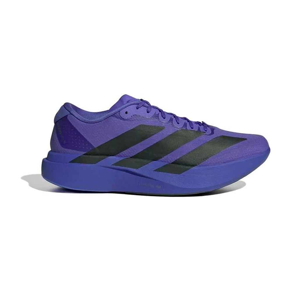 Zapatilla de running Adidas Adizero Evo SL Woven morado eléctrico y negro, vista lateral exterior