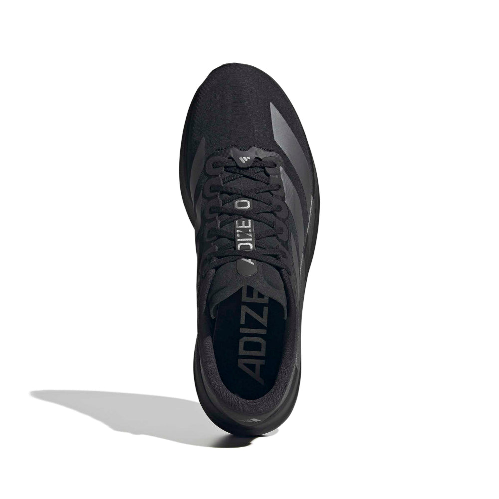 Empeine de la zapatilla de running Adidas Adizero EVO SL Woven negro y gris, vista superior