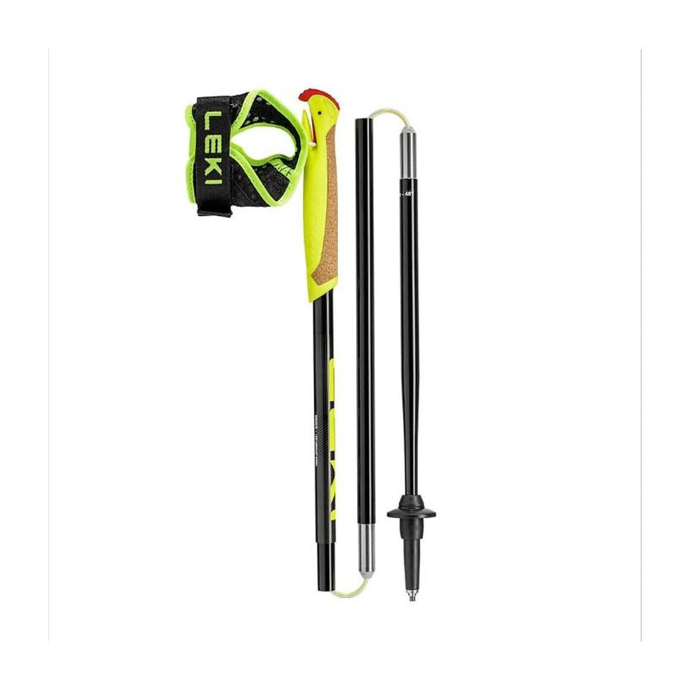 Bastón de trail running Leki Evotrail FX.One TA Negro Antracita Amarillo plegado en tres tramos, con dragonera Shark