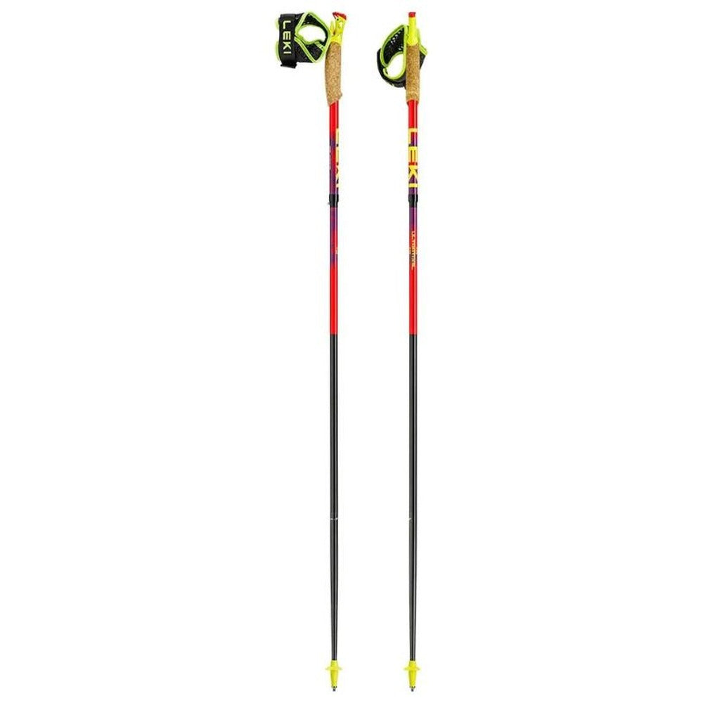 Par de bastones de trail running Leki Ultratrail FX.One Bright Red Violet Neon Yellow, vista completa