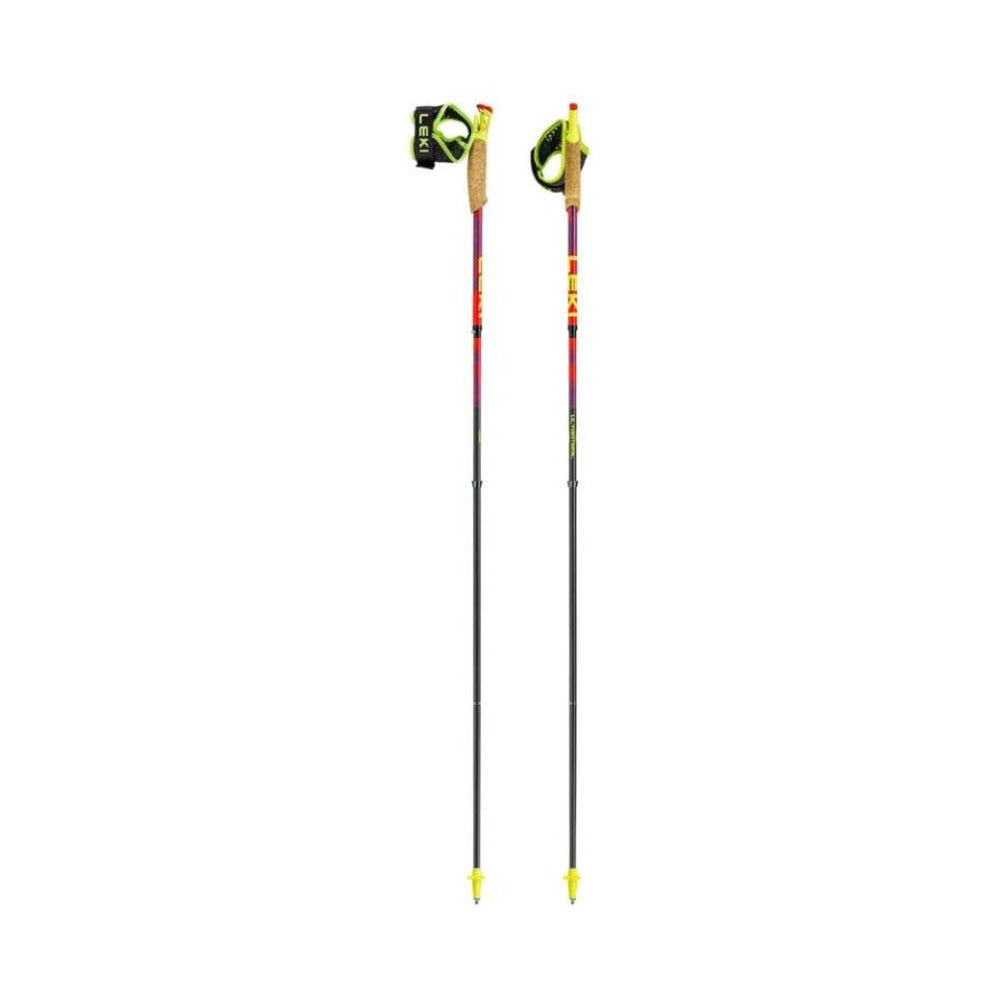 Par de bastones de trail running Leki Ultratrail FX.One SL Rojo Morado Amarillo, vista completa