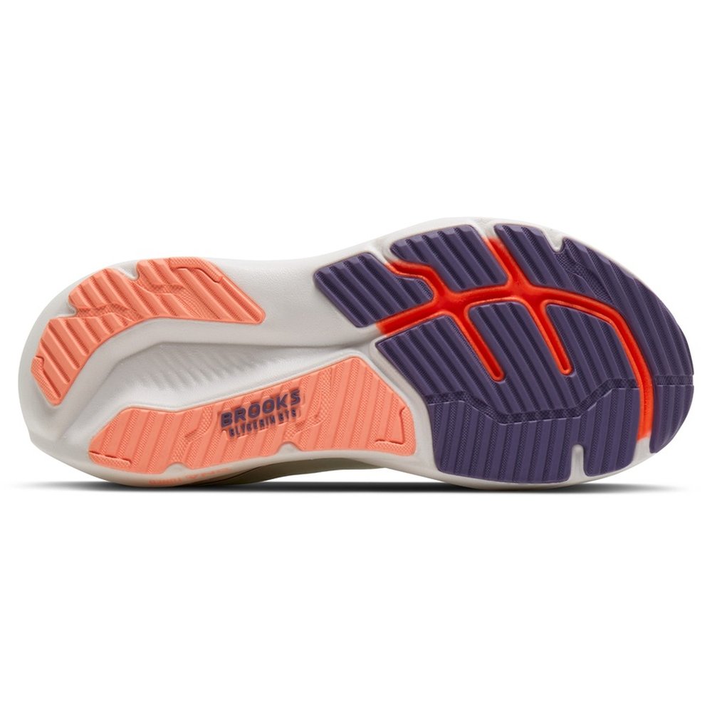 Suela de la Brooks Glycerin GTS 23 de mujer blanco y lila, vista inferior
