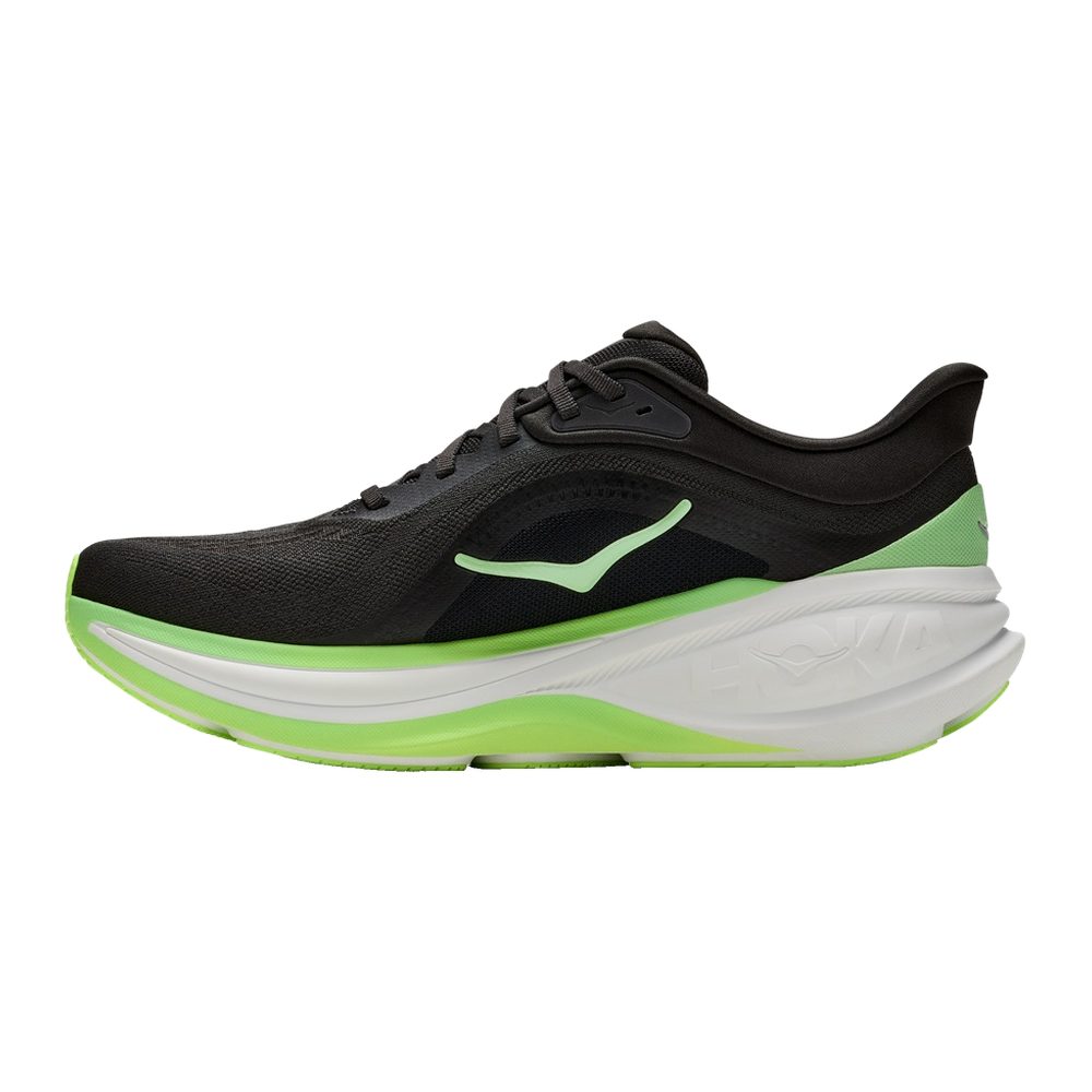 Zapatilla de running Hoka Clifton Pro negro y verde, vista lateral interior