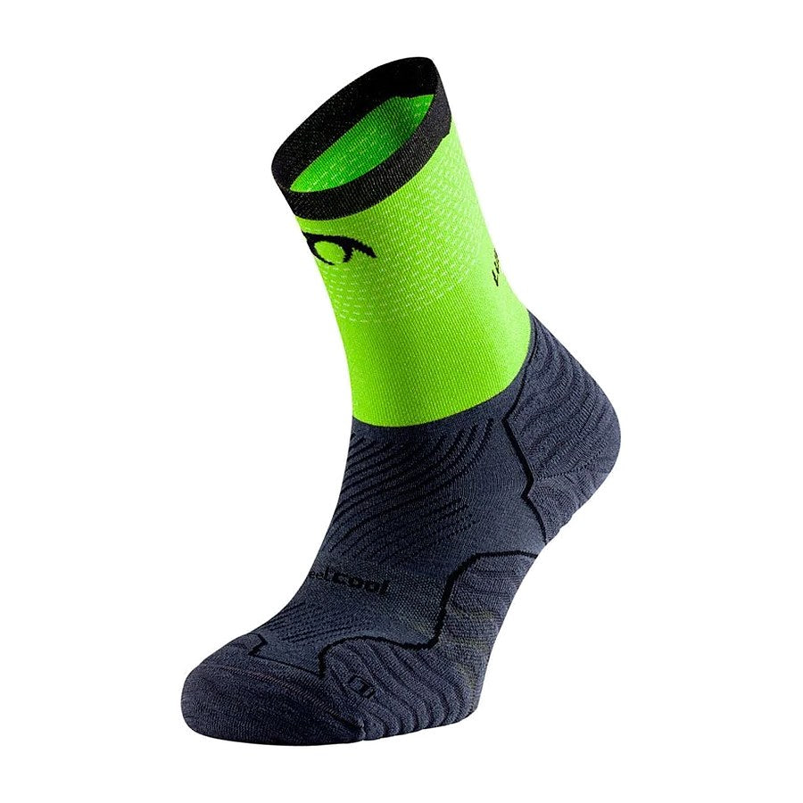 Calcetines Lurbel Tiwar Five verde fluorescente y gris, vista frontal