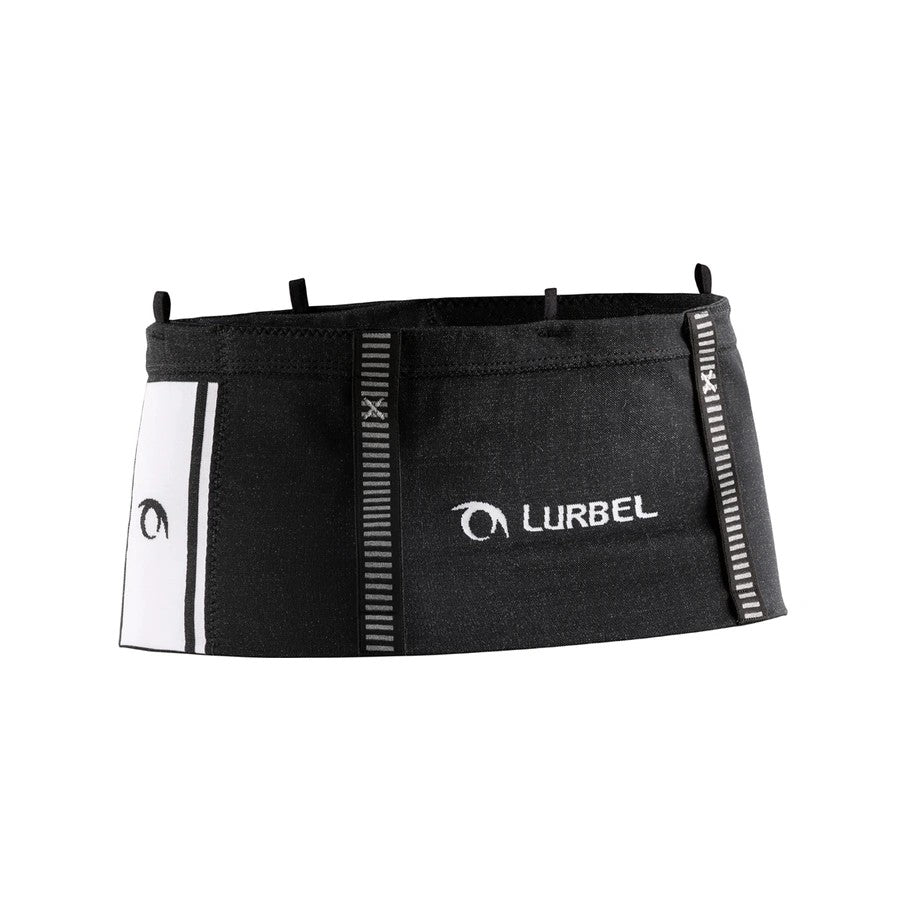 Cinturón porta objetos Lurbel Loop Three negro, vista frontal con logo Lurbel y cintas reflectantes