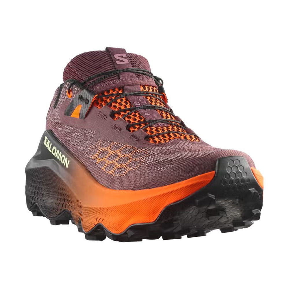 Zapatillas Salomon Ultra Glide 4 Mujer Burdeos Naranja - vista tres cuartos