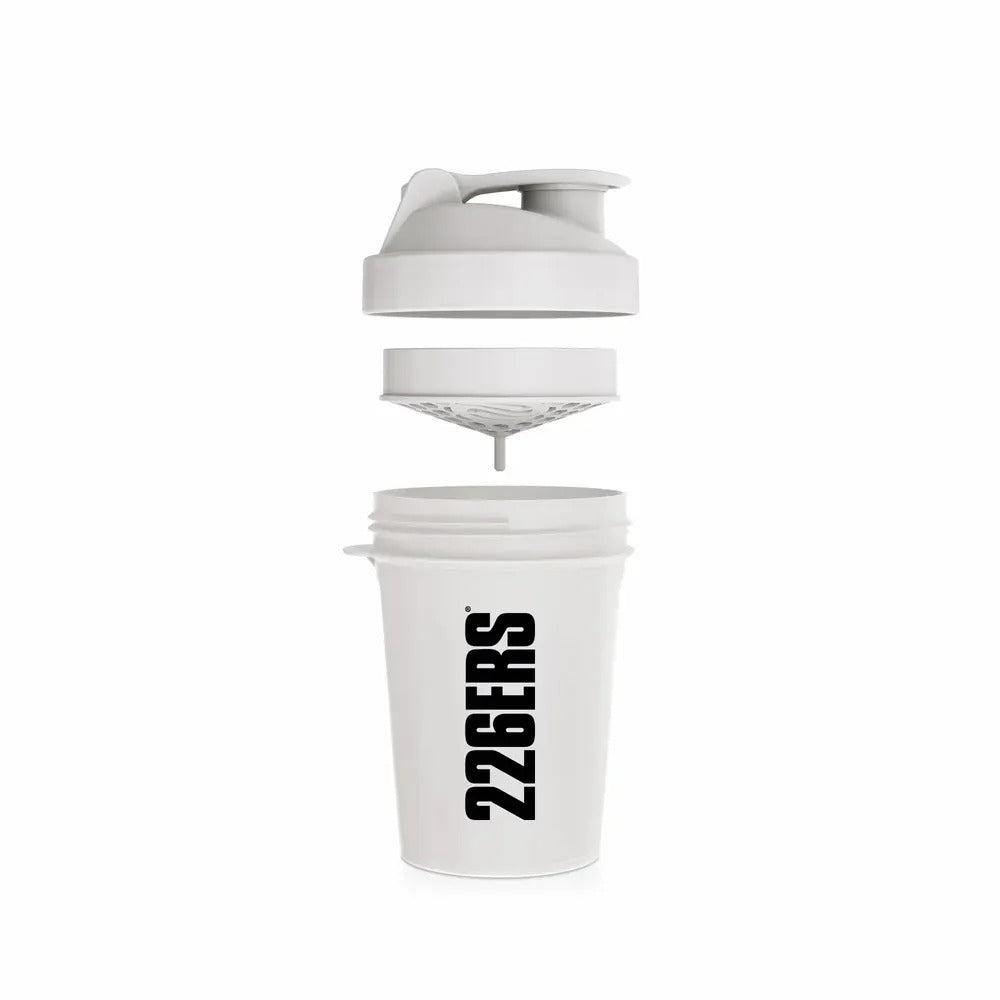 Shaker 226ERS Logo 400 ml Blanco desmontado: tapa, filtro y vaso