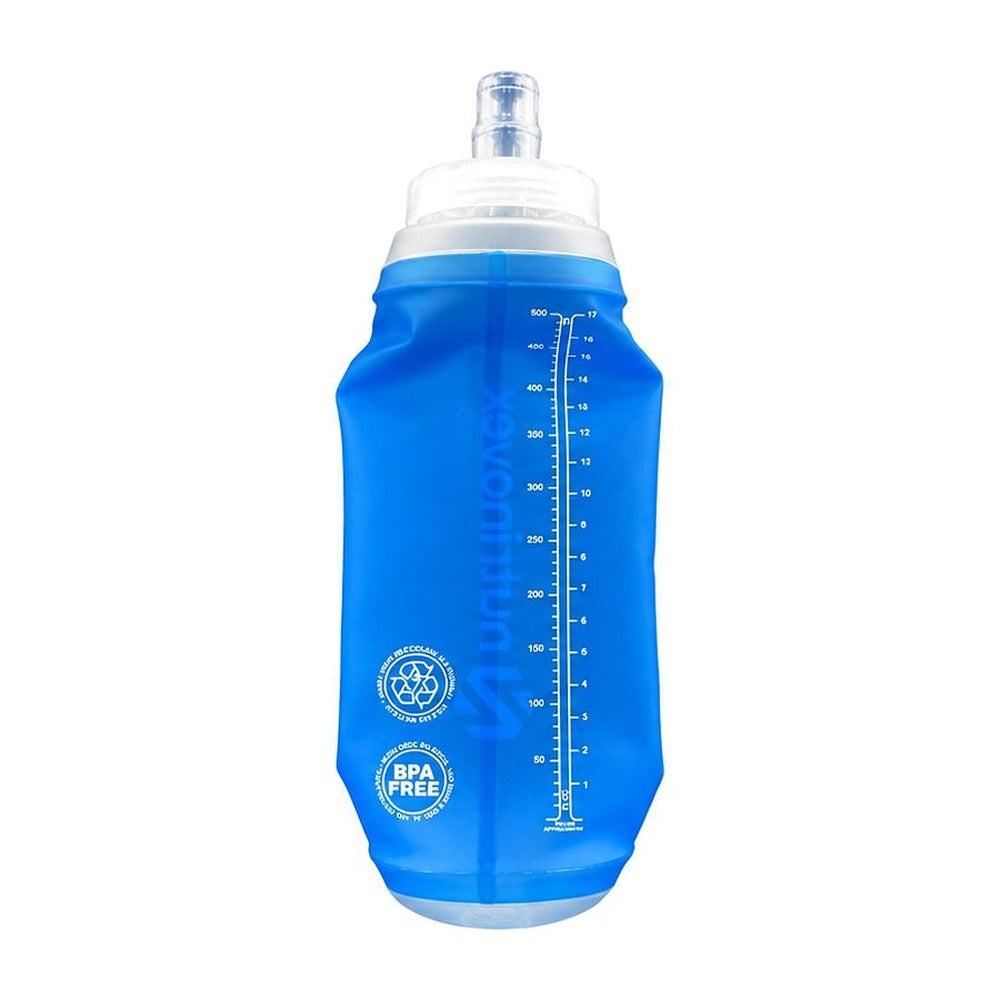 Soft flask Nutrinovex 500 ml con escala de graduación y sello BPA free, vista trasera