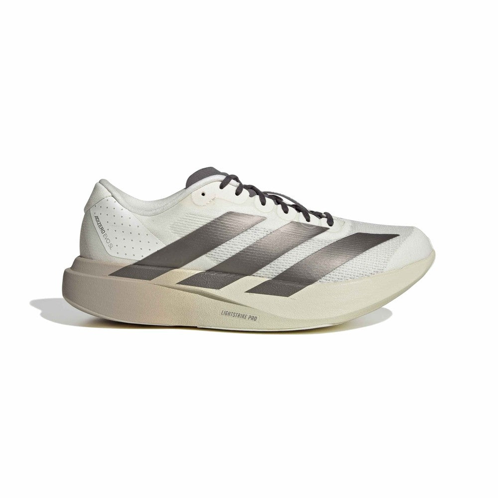 Zapatillas Adidas Adizero Evo SL Woven Blanco Marrón Plata, vista lateral exterior